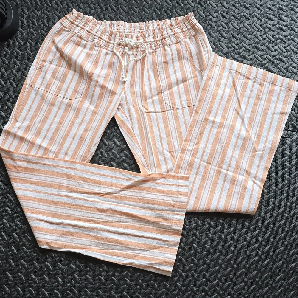 Roxy Oceanside YD Pants Camel Sandy Stripe- XL - Picture 2 of 7